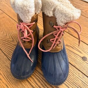 Girls Brown and Blue Duck/Snow Boots